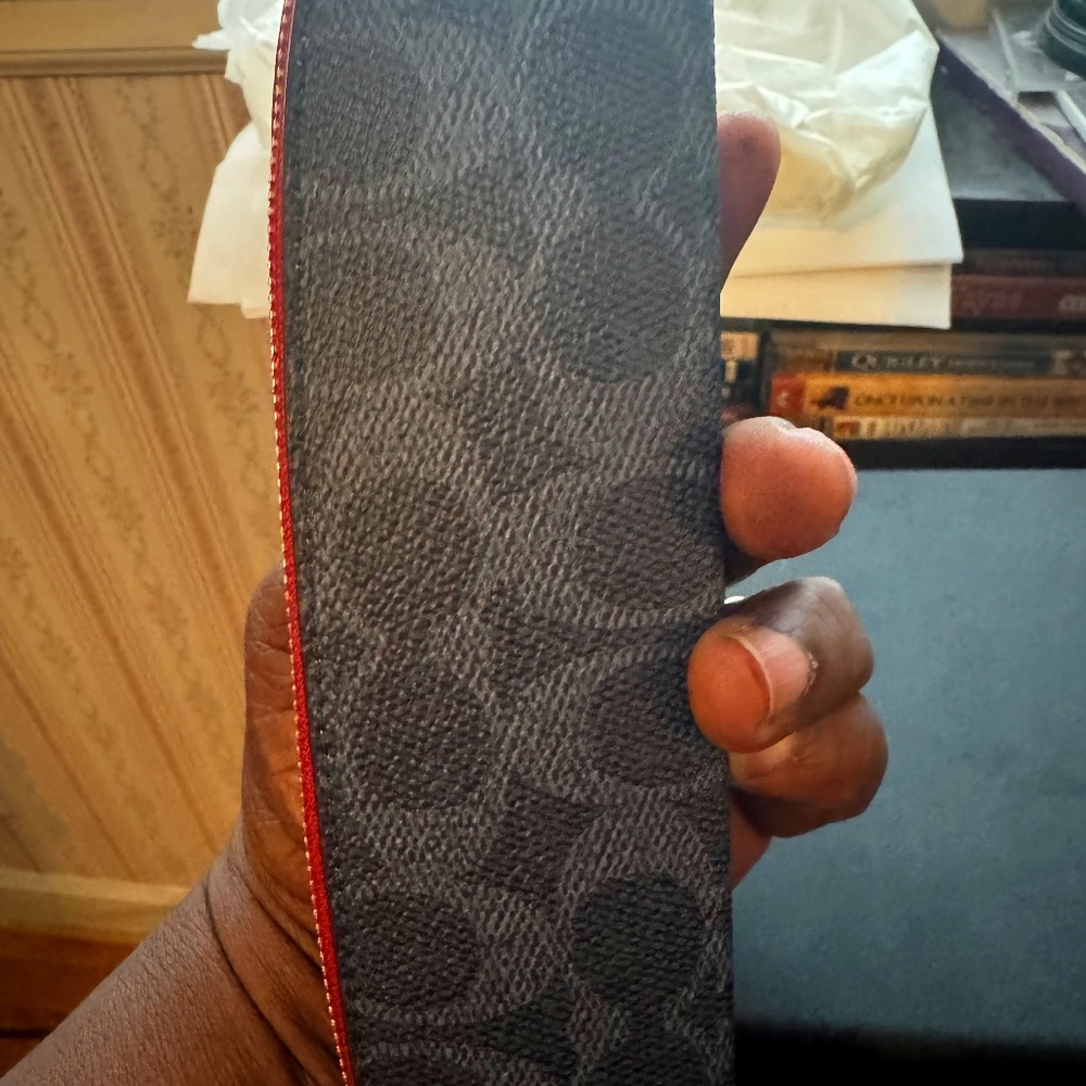 NWT Coach Pencil Case in Signature Canvas & Leather Gold/Denim/Bold Red CZ206